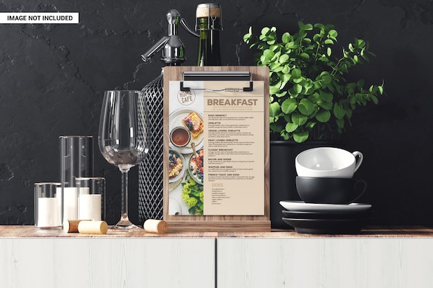 Table stand menu holder mockup