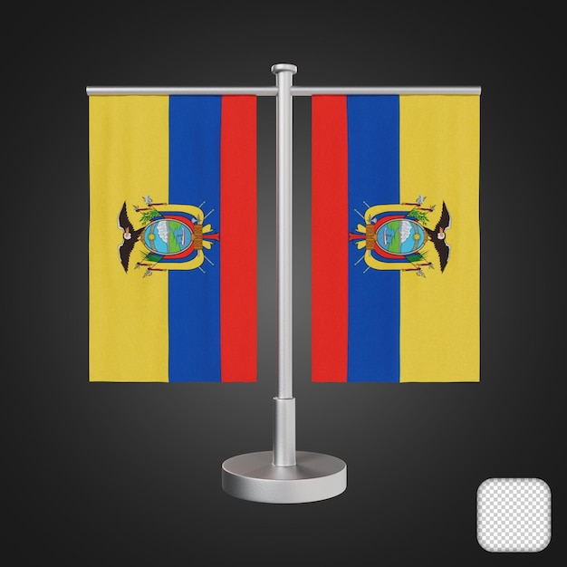 PSD table stand with flags ecuador 3d illustration