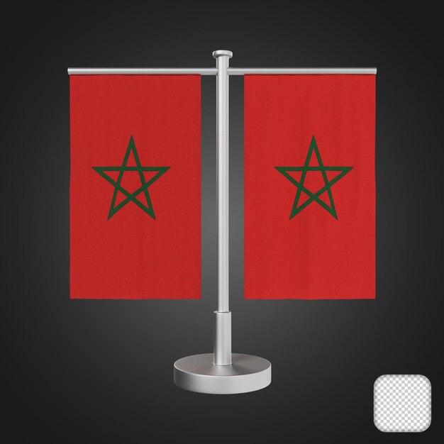 PSD table stand with flags morocco 3d illustration