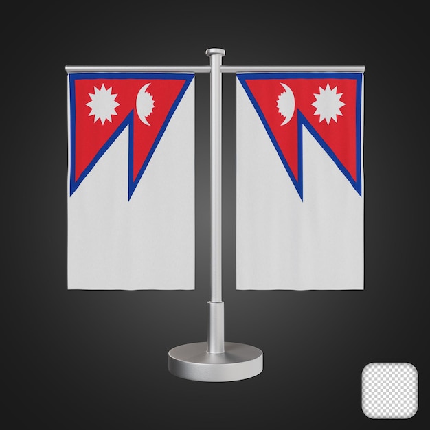 PSD table stand with flags nepal 3d illustration