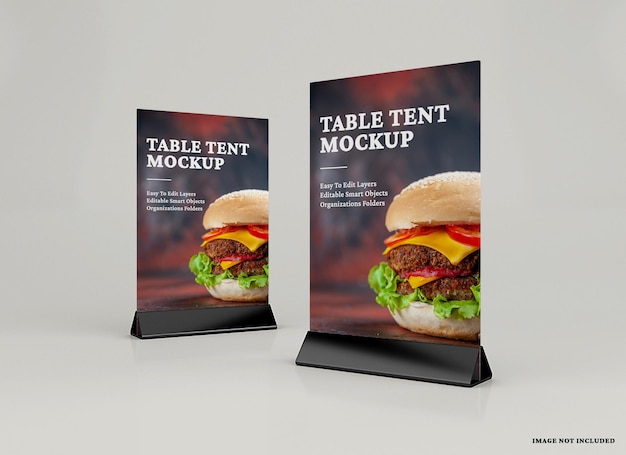 Table tent stand menu mockup