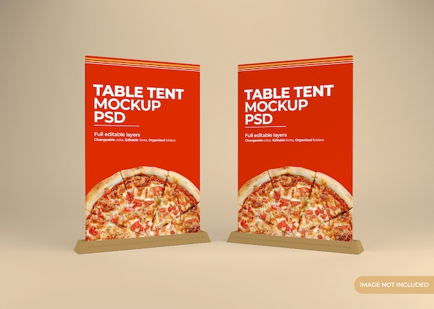 Table tent stand mockup design isolated