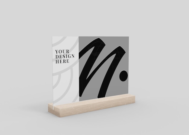 Table tent with card holder mockup