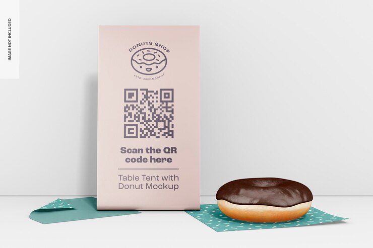 PSD table tent with donut mockup