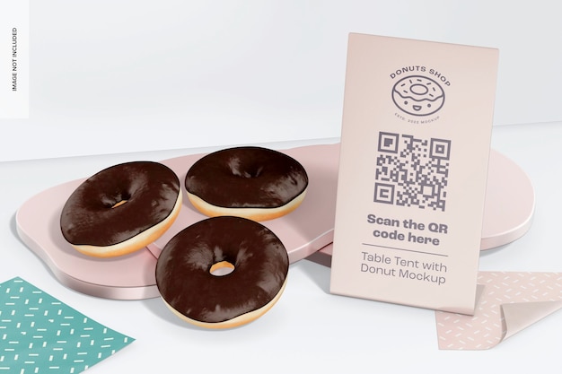 Table tent with donuts mockup