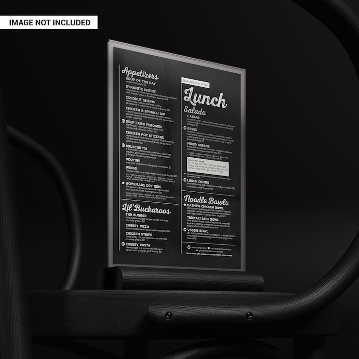 PSD table top menu holder in black scene mockup