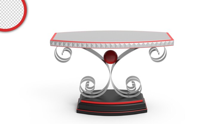 PSD a table with a red and white table with transparent background