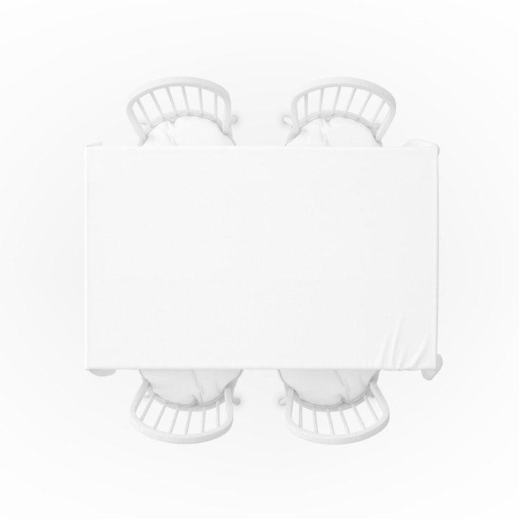 PSD table with tablecloth and chairs