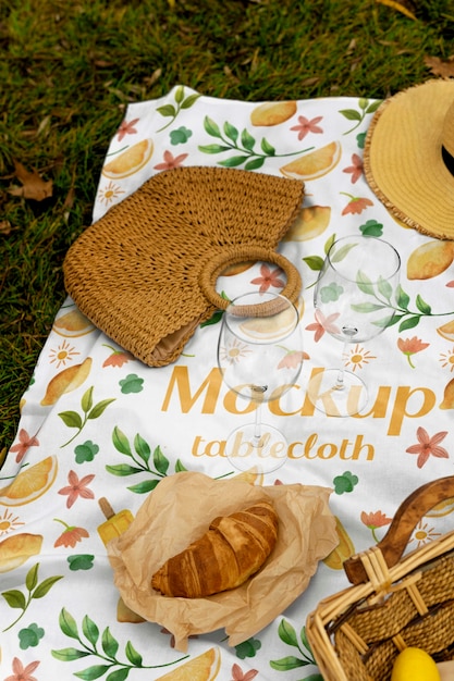 Tablecloth textile used for picnic on the ground