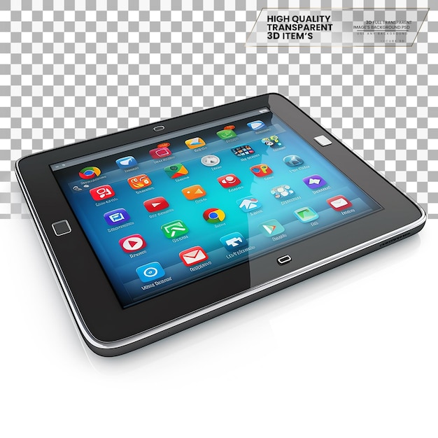 tablet a portable touchscreen computer used for various tasks on transparent background