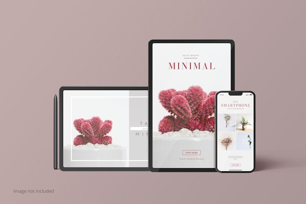 タブレットと電話のモックアップ