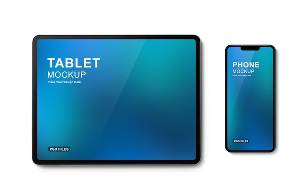 タブレットとスマートフォンのモックアップpsd