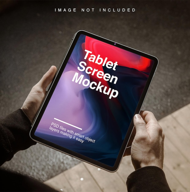 PSD tablet bij de hand met schermmodel