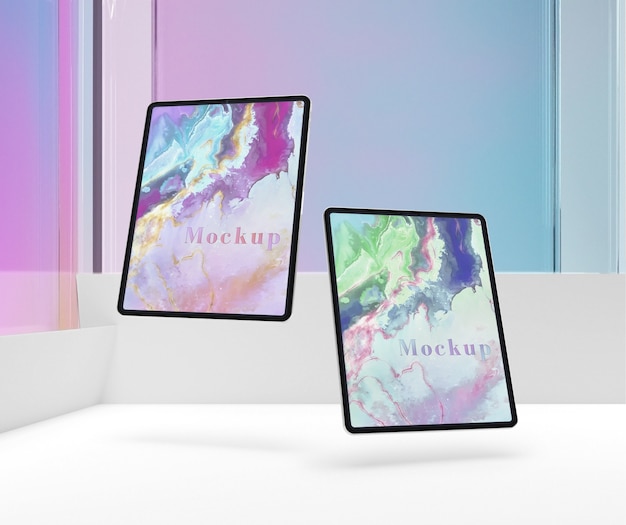 PSD tablet collection floating mock-up