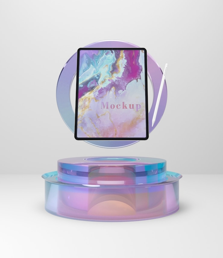 PSD tablet device on glass support