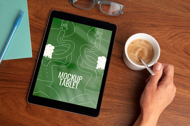 Tablet device with coffee drink