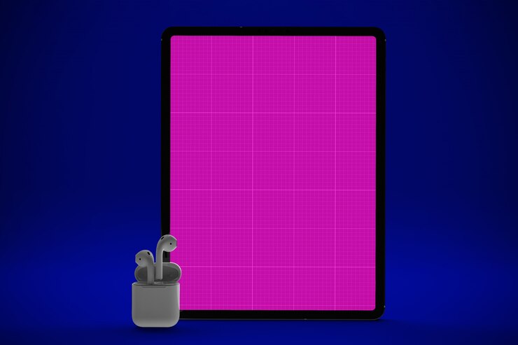 PSD tablet & earphones mockup