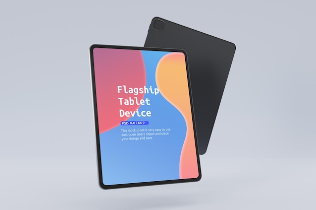 PSD mockup di vista anteriore e posteriore del tablet