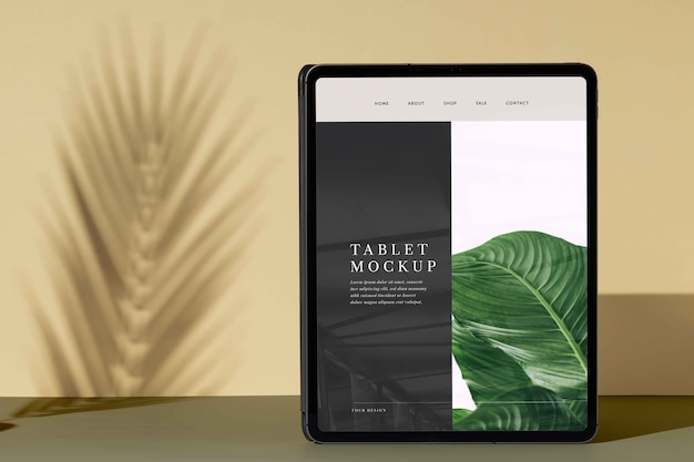 tablet and leaf shadow