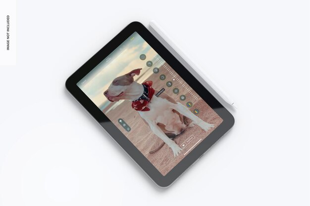 Tablet mini psd mockup, vista dall'alto