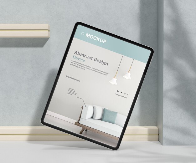 石と金属の要素を持つタブレットモックアップの品揃え