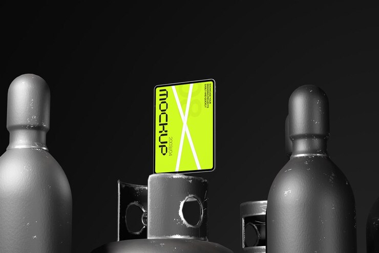 PSD tablet mockup on complex machine