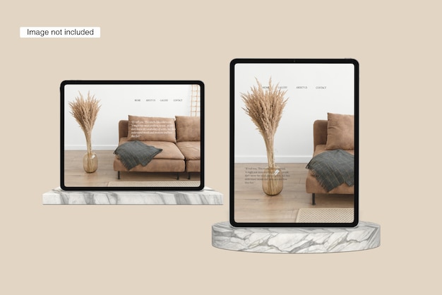 Tablet mockup front view angle