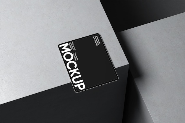 tablet mockup on minimal concrete background