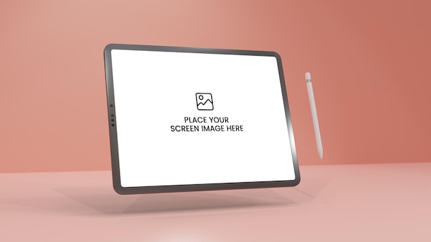 Tablet mockup scherm roze thema psd