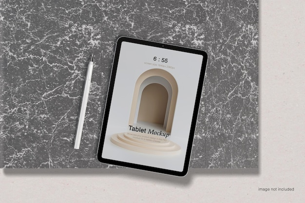 PSD tablet mockup top angle view