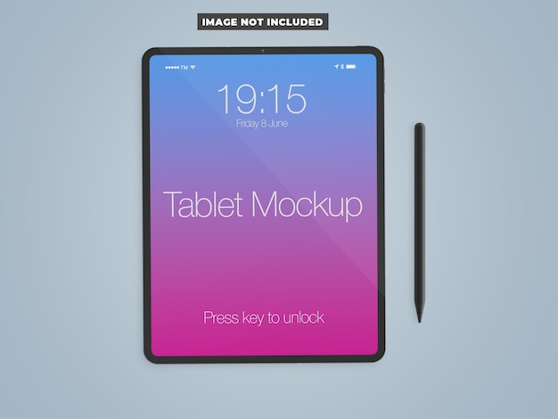 PSD tablet mockup vista dall'alto