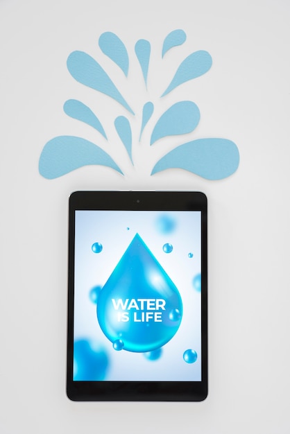 Tablet mockup with water concept