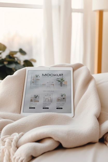 Tablet in nordic environment  mockup