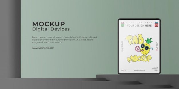 PSD タブレット・オン・ポディウム・モックアップ