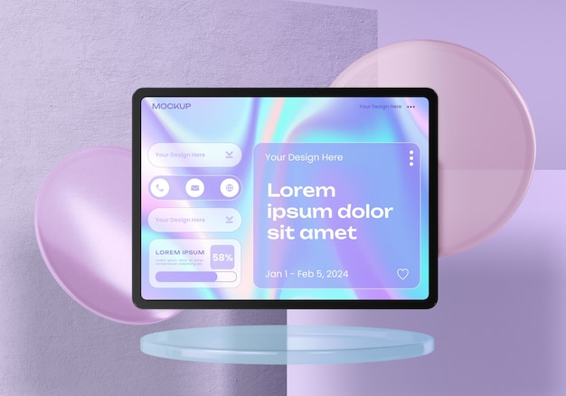 PSD tablet op een podium mockup