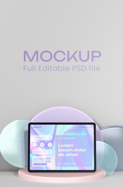 PSD tablet op een podium mockup