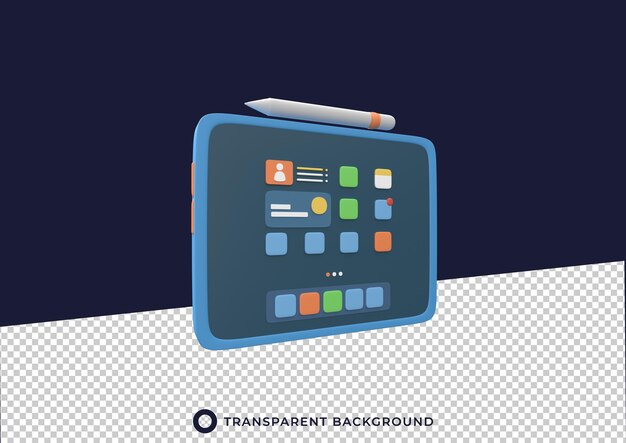 Tablet or Ipad with Smart Pencil 3D Illustration
