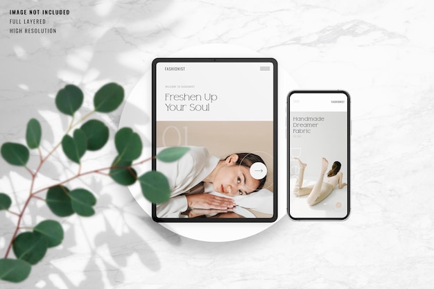 Tablet and phone psd mockup