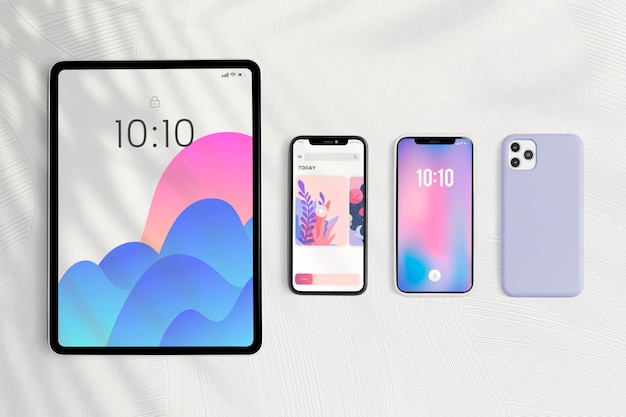 Dispositivo digitale mockup schermo tablet e telefono