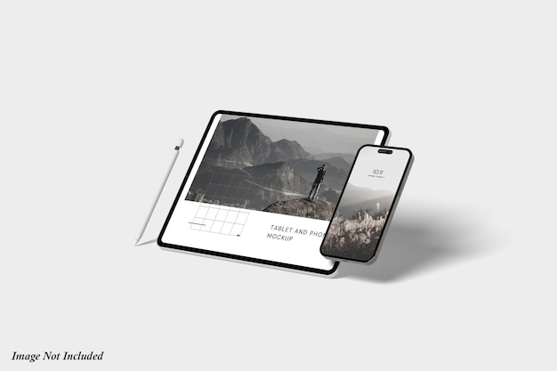 タブレットと電話の画面モックアッププレミアムPsd