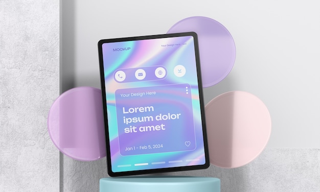 PSD tablet on a podium mockup