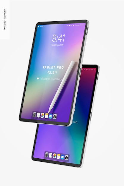 Tablet Pro 129 インチ モックアップ 縦向き 左側面図
