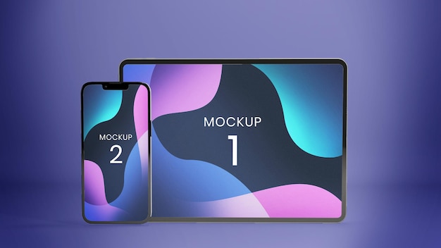 Tablet pro and smartphone screen mockup design