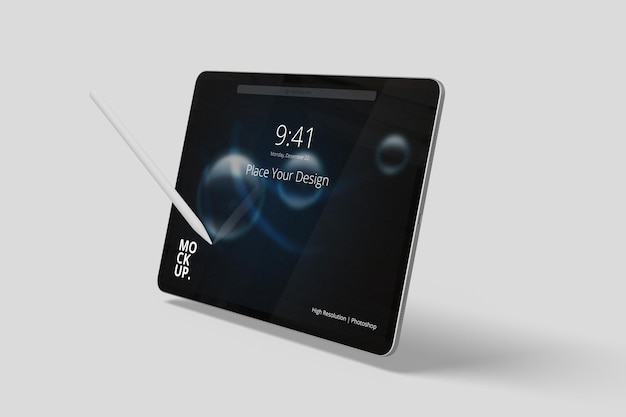 Tablet pro con mockup di matita