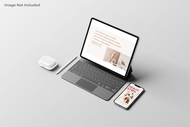 Schermo del tablet con mockup di smartphone