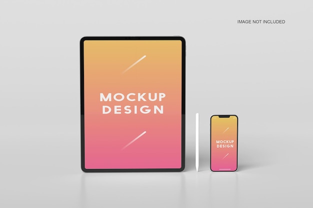 Tablet screen with smartphone mockups