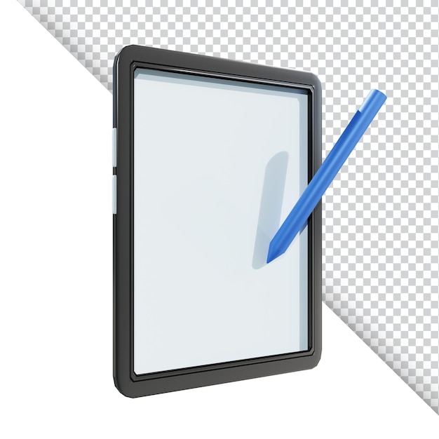 PSD tablet and stylus icon 3d rendering illustration