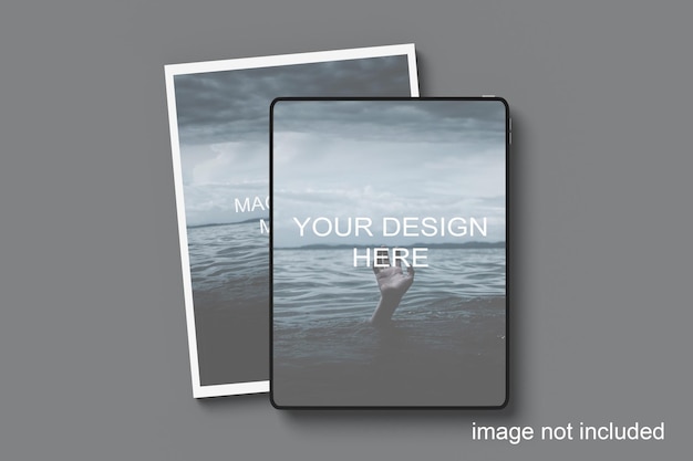 Tablet view and magazine mockup