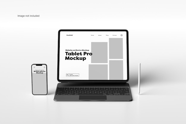 電話モックアップ付きタブレット