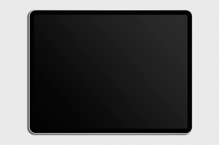 PSD tablet with blank black screen for mockup